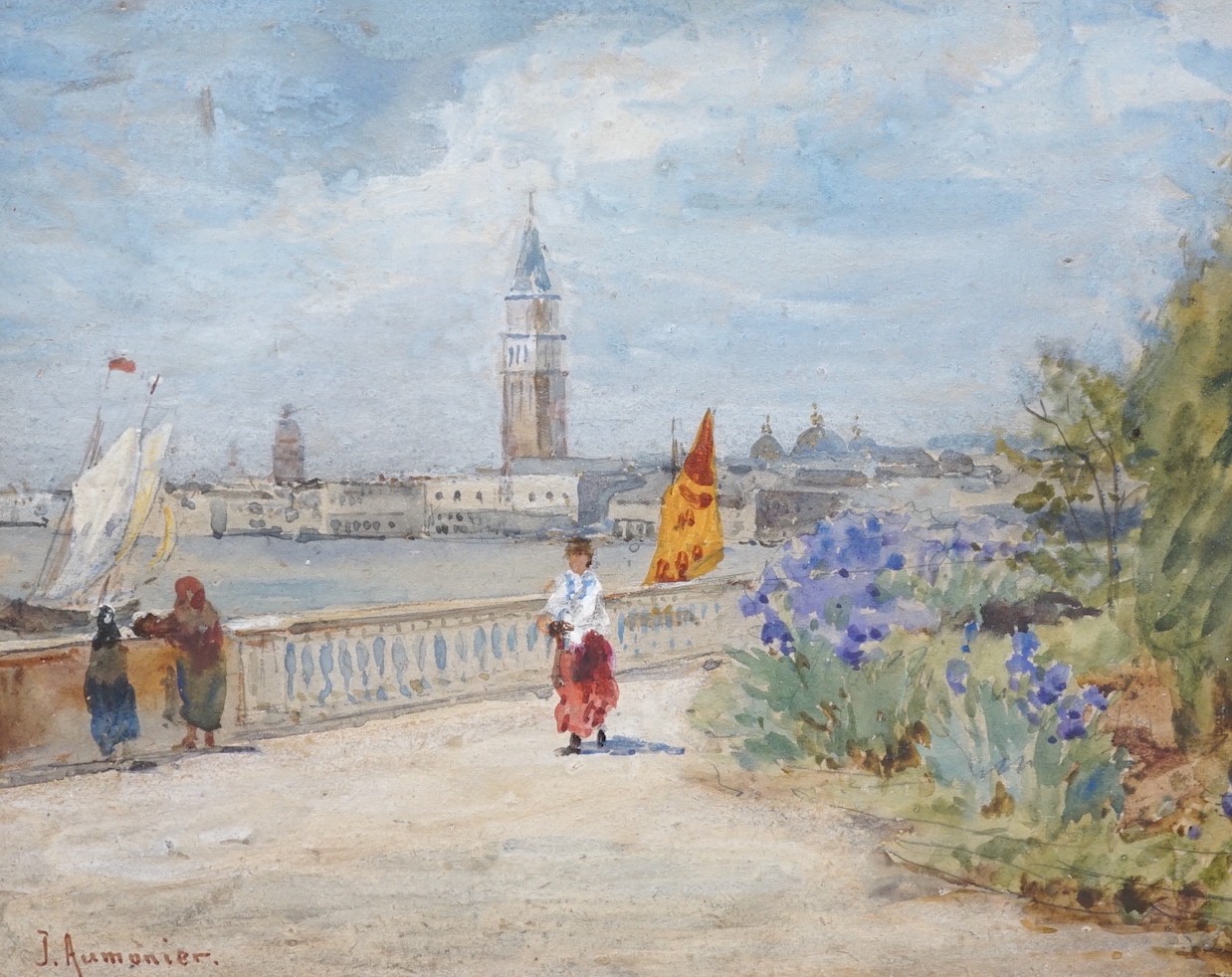 James Aumonier (1832-1911), watercolour, 'Overlooking Venice lagoon', signed, 15 x 19cm